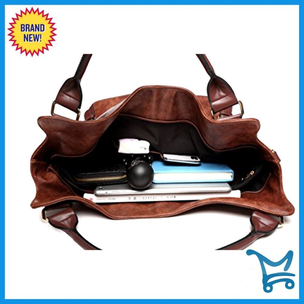 Large Capacity PU Leather Hobo Tote Bag with Adjustable Shoulder Strap - Picture 5 of 7